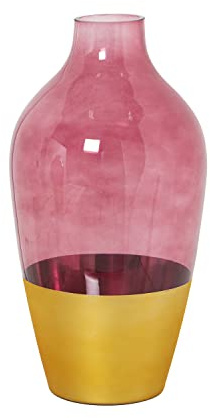 JARRÓN CRISTAL DORADO/ROJO °15X28CM,BOCA:°5CMBASE:°8,5C