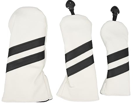 PU Driver Headcover, Wood Fairway Hybrid med Dammtät Roterbar Etikettetikett, Klubbskydd för Sport och Utomhus (Vit)