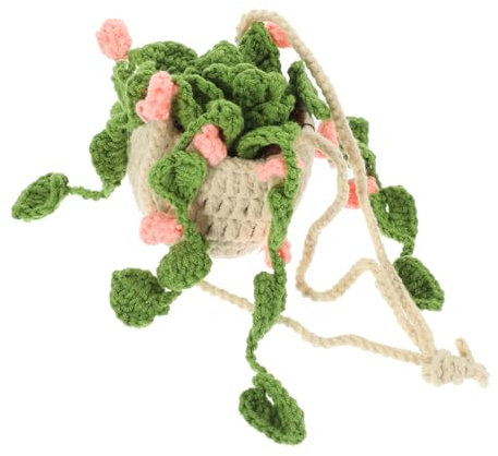 Ciieeo Simulated Potted Plant Pendant Crochet Car Decor Unique Bohemian Home Ornament