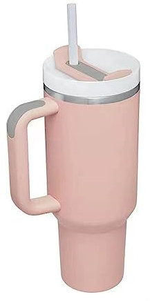 Taza Con Pajita,Taza Termo Personalizada Vaso personalizado con tapa con asa, pajita, botella de agua de acero inoxidable de 40oz, termo al vacío, taza de café helada for coche de viaje(40oz (1200ml),
