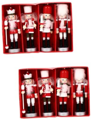 Cabilock 2 Juegos Cascanueces Padre Pino Taller De Navidad para Hogar Decorativo Colgante Madera Home Decoracion Elegante Decoración Colgante Adorno De Muñeca De Madera Colorful 4 Uds * 2