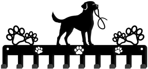 SUPERDANT Labrador Schlüsselhalter Hundeschlüsselhaken Hund Pfotenabdruck Schlüsselbrett Mit 10 Haken 33x15cm Dekorative Wandhaken Personalisierter Schlüsselaufhänger Für Hundeleine Küchenwanddekor