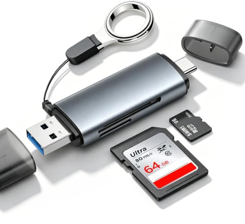 USB SD-kortläsare, mikro USB SD-kortadapter typ C till SD-minneskortläsare OTG-enhet för SDXC, SDHC, SD, MMC, RS-MMC, Micro SDXC, Micro SD, Micro SDHC-kort, stöd UHS-I-kort