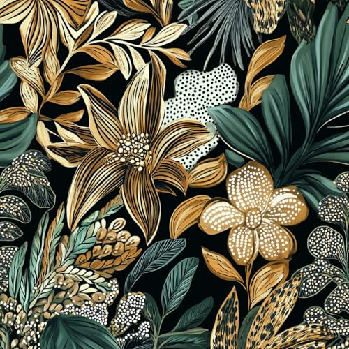 Kalafona Peel and Stick Wallpaper,Floral Vintage Wallpaper,Boho Green Forest Wall Paper for Bathroom Bedroom Walls,Removable Renter Friendly Shelf Drawer Liner Contact Paper,17.3x118,UK30-3
