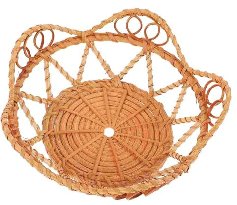 Fruteros de ratán, Cuencos de Mimbre para almacenar, cestas Tejidas Naturales para Servir, cestas Decorativas para organizar la encimera de la Cocina.