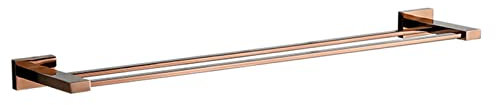 Rose Gold Bathroom Hardware Set4Piece Solid Brass Accessories 23.6 Double Towel Bar Toilet Paper Holder Towel Ring & Robe Hook WallMounted Square Design.