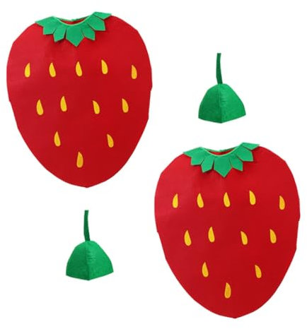 Gatuida Disfraz De Fresa y Fruta Infantil Para Ñiño, Talla Única, Tejido No Tejido Transpirable, Disfraces Para Niños y Niñas, Adecuado Para Halloween, Fiestas Escolares y Guardería, Pack De 2 Sets