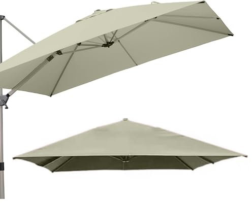 QSPNVFB Carré Auvent De Rechange pour Parasol Déporté 3x3m 8 Côtes Couverture De Rechange pour Parasol Terrasse, Tissu De Rechange pour Parapluie Piscine(Taupe,300cm (10') Single Top)