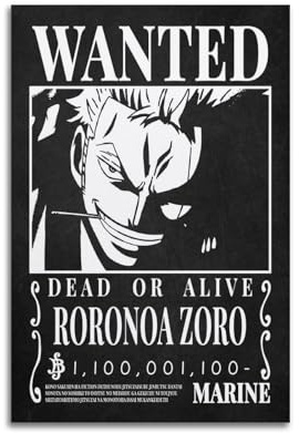 JKOSUERB One Piece Wanted Anime Poster90 Poster, dekoratives Gemälde, Leinwand, Wandposter und Kunstdruck, moderne Familienschlafzimmer-Dekoration, Poster, 20 x 30 cm