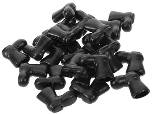 Toyvian 100pcs Miniature Santa Claus Boots Traditional Christmas Design Mini Boots Plastic Black Shoes Models for Dollhouse DIY Craft Holiday Table Centerpiece Ornaments