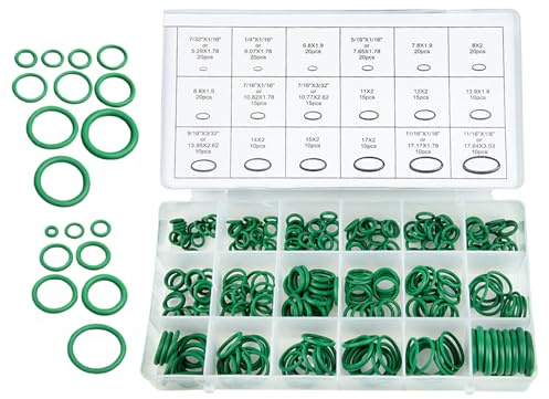 Rubber O Ring - Assorted Rubber Gasket Kit, 270pcs Automotive Seal Set | Multi-Size Replacement Rings in Box for Vacuum Air Conditioner RV Engine HVAC Manifold System Compressor Power Repair Service T