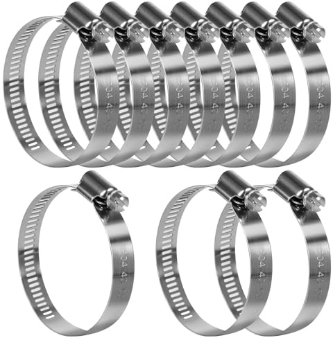 10 abrazaderas de manguera de acero inoxidable 40-63 mm – Abrazaderas XXL para mangueras grandes de jardín y piscina, conexiones de agua