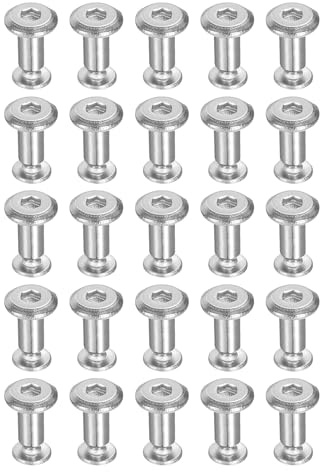 PATIKIL M2x3mm Hex Chicago Screws 3x6mm, 20Pcs Stainless Steel Metric Hex Drive Socket Cap Binding Post Screw Posts for Scrapbook Leather Belt Album Furniture Repair, Silver