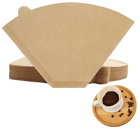 Lot de 100 filtres à café coniques #4 de 8 à 12 tasses, filtres à café jetables naturels non blanchis, compatibles avec les cafetières à bec verseur et goutte à goutte.