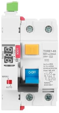 Interruptor De Circuito Modular Con Reconectador Automático RCD LED Tipo A, 40 A, 63 A, 30 MA, 100 MA, 300 MA, Interruptor De Seguridad De 220 V, Interruptor De Circuito De Fuga.(32A)