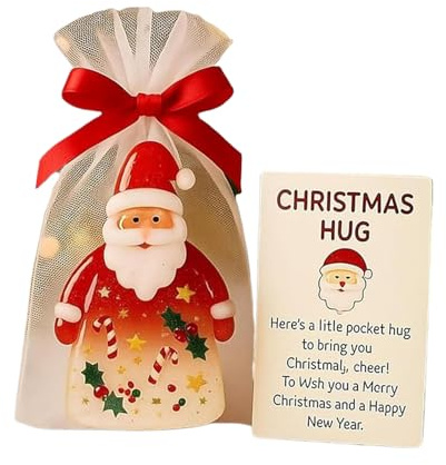 Dubbulon Weihnachtskarte Für Die Tasche | Inspirierende Und Beruhigende Grußkarte - Weihnachtsmann-Taschenkarte Mit Weihnachtsumarmung,Für Ihn Sie Jugendliche Familie Studenten Erwachsene Freunde