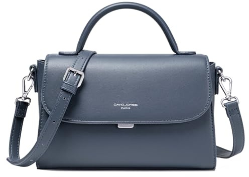 David Jones - Sac Bandoulière Femme - Sac à Main Rabat Simili Cuir PU Porté Epaule - Besace Forme Cartable Taille Moyenne - Sac de Ville Tendance Shopping Elégant Mode - Bleu
