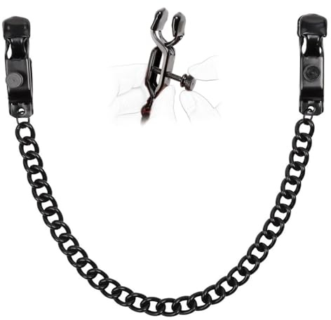 Pinces à tétons pour femme avec chaîne décorative, nipple clips réglables en pression, bijou corporel non pénétrant au style sensuel pour jeux intimes et mise en scène