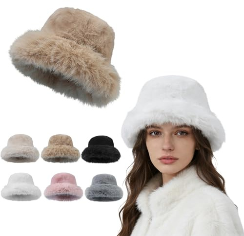 Damen Mütze Beige Kunstfell Fellmütze Russische Plüschmütze Winter Warme Damenmütze Bequeme Kunstpelzmütze Klassische Pelzmütze Weich Wintermütze Reisen Wandern Fuchspelzmütze Kopfbedeckung Fur Hat
