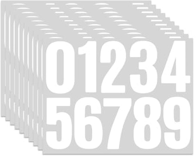 LEEQBCR 10 Blatt Zahlen Aufkleber,4 in Mailbox Nummern Aufkleber,Wetterfest Klebezahlen, 0-9 Vinyl Sticker Zahlen,100 Stück Nummernaufkleber für Briefkasten Hausnummer Postkasten Schilder (Weiß)