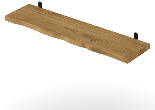 Core Products 90cm Wide Chunky Live Edge Shelf With L Metal Bracket Kit, Antique Wax