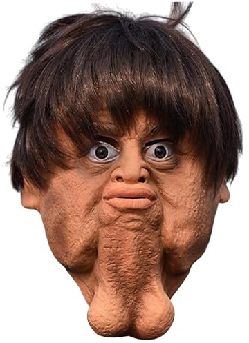 Vistnale Funny Mask Double Chins Realistic Face Mask Full Head Halloween Horror Latex Face Cover for Masquerade Party Costume|Neck Gaiters