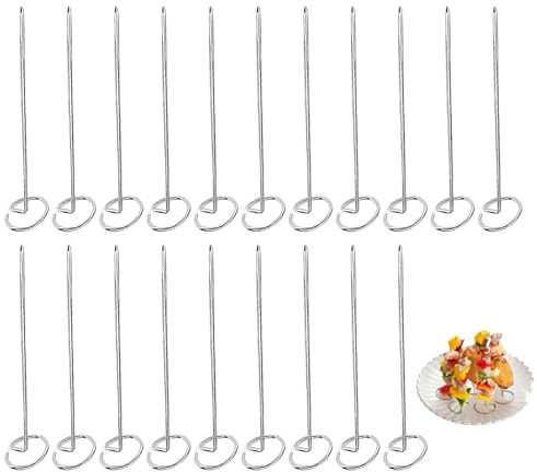 Spiedini per grigliare 20 pezzi Spiedini per friggitrice ad in acciaio inossidabile con design verticale per una cottura uniforme spiedino in metallo riutilizzabile per carne ve