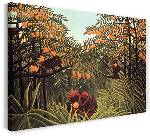 Printed Paintings Leinwand (60x40cm): Henri Rousseau - Affen in den Orangen-Bäumen