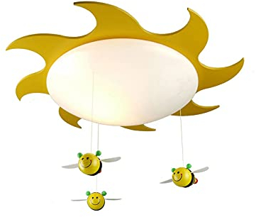 Niermann Standby LED Kinderzimmerlampe rund Ø53cm Sonne mit zauberhaftem *Bienen Mobile* Deckenschale SUM SUM
