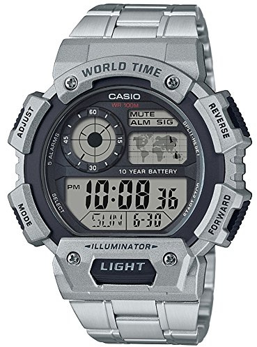 Casio Reloj Digital para Mujer de Cuarzo con Correa en Acero Inoxidable AE-1400WHD-1AVEF