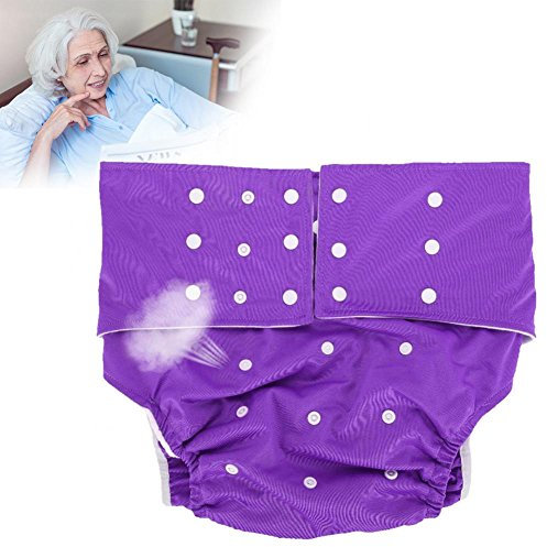 Pañales Adultos reutilizable lavable ajustable grande del pañal y ropa interior protectora de cuidado de incontinencia Adultos pañales de tela Pañal ajustable para personas mayores (Purple)