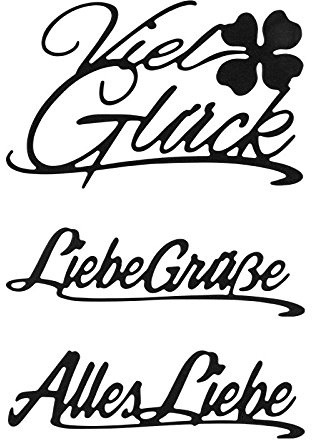 Ideen mit Herz Stanzschablonen, Wünsche & Gratulationen 5, 2,1cm bis 8,1cm, 3 Stück | Schriftzüge, Schriften | Schablonen zum Gestalten von Grußkarten, Geschenken und vieles mehr