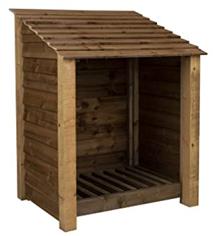 Arbor Garden Solutions Wooden Log Store 4ft, Without Kindling Shelf | Firewood Storage, W-99cm, H-126cm, D-88cm, Brown Finish