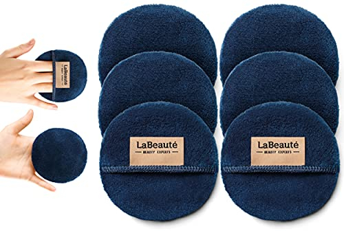 LaBeauté Discos desmaquillantes reutilizables 6 unidades- Limpieza facial y desmaquillante facial - Almohadilla microfibra lavable y reutilizable - Azul marino
