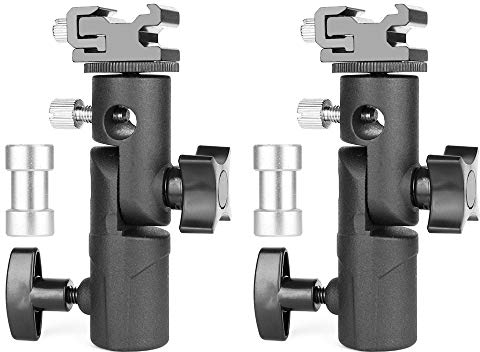 Blitzschienen, Blitzneiger 3-teilig Schirm-Halter mit Blitzschuhe und 1/4 & 3/8 Spigot für Lampenstativ, Blitzgeräte und Reflexschirme/Durchlichtschirme Fotostudio -2 Pack