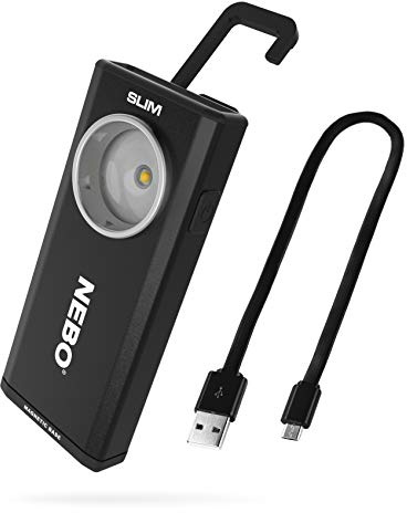 NEBO SLIM Pocket Flashlight | 500 Lumens, Rechargeable Mini EDC Work Light, Magnetic Base & Dimmable Brightness, Durable & Water Resistant, Includes Charging Cable — Black