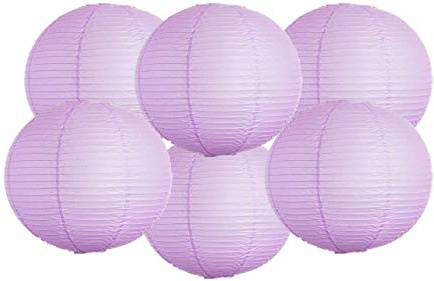 Paper Lanterns Mix Color Packs of 6 Round Paper Lanterns Lampshade (Lilac, 14 (35 Cm))