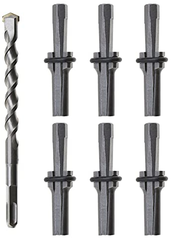 eMagTech 7pcs Set 16mm Plug chop Feather Shims 5/8 Inch Stone Splitter Concrete Marble Rock Stone Hand Tools 16 * 200mm Rotary Hammer Drill Bit