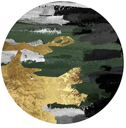 Designer Teppich Rund Kurzflor Moderner Orientteppich Klassisch Gemustert Ornamente für Wohnzimmer Schlafzimmer Kinderzimmer,Smaragdgrün Gold Grau Schwarz Round ø200cm