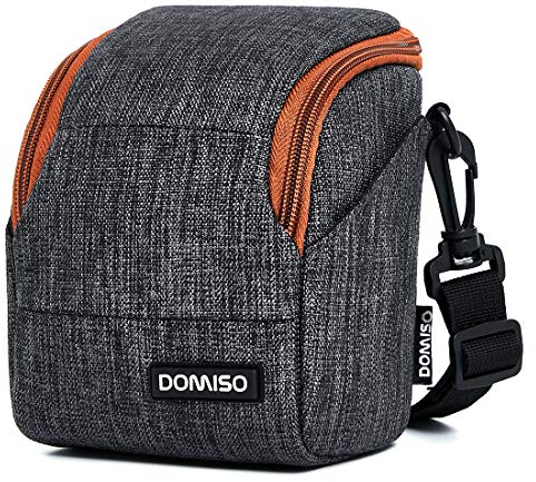DOMISO Wasserdicht Kameratasche Groß Universal Schultertasche Stoßfest Kompakte Fototasche Camera Case für Digitalkamera Kompaktkamera Bridgekamera,Dunkelgrau