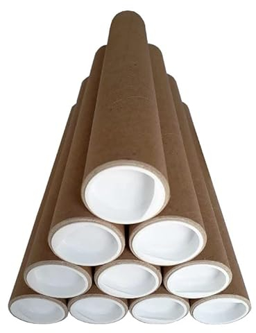 ELIX Versandhülse Versandrohr Versandrolle | mit Deckel | 25-87cm| Länge 280mm| Durchmesser 38mm Bis DIN A4 (10 Stk 30 cm x 3.8 cm)