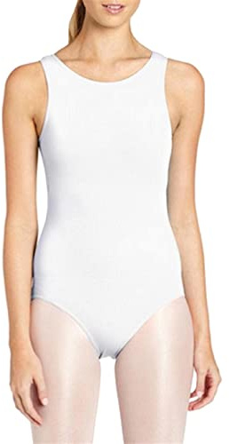 Lifup Damen Ballettanzug Ärmelloses Body Gymnastikanzug Ballett Trikot Einteiler Bodysuit Weiß XL