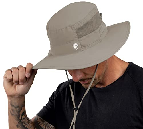 ALPIN LOACKER Outdoor Hut und Sonnenhut mit UV Schutz I Wanderhut für Bergsport aus recycelten Materialien I Anglerhut Herren und Damen, Beige