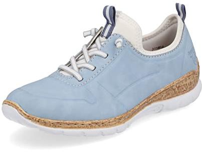 Rieker Donna Sneaker N4285, Signora Sneaker Basse,Soletta Removibile,Scarpa Bassa,Scarpe da Strada,Tempo Libero,Sportivo,Blu (Blau / 10),37 EU / 4 UK