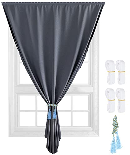 ASelected Portable Blackout Blind, 198x130cm Temporary Curtain 1kg Lightweight Blackout Blinds Stick On Window No Drill Blinds Blackout Curtains for Nursery, Travel, Hotel, Baby Bedroom