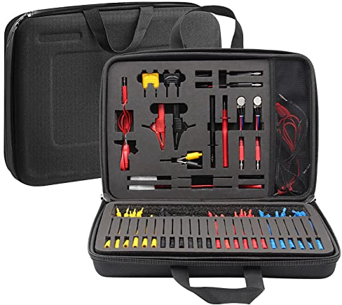 LYCEBELL Kfz-Messleitungs-Set, 92-Teiliges Multimeter-Messleitungs-Set mit Tragetasche, Elektrische Tester, Drahtanschlüsse, Adapterkabel mit Krokodilklemmen