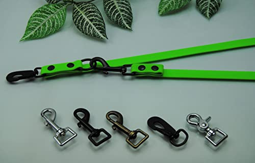 EXTRA Lange Leine Gummi PVC 4-Fach verstellbar 3m x 20mm Neon-Grün (Karabiner: Scheren-Haken (Silber))
