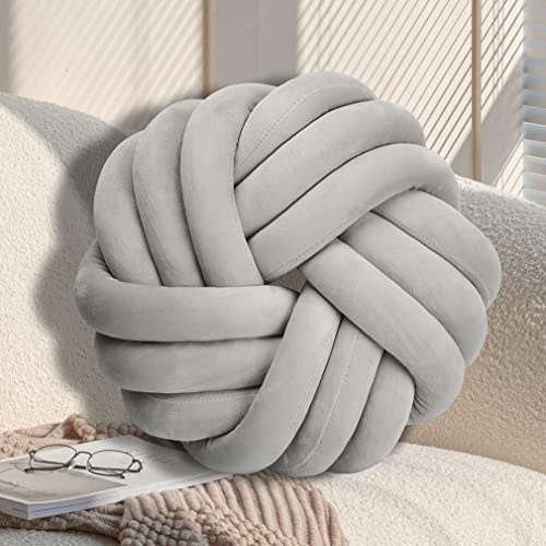 GYCS Knot Cushion, Soft Plush Cushion, Knotted Cushion, Decorative Cushion for Sofa, Bed, Decorative, Knot Cushion, Throw Cushion for Home Decoration, Bedroom, Couch,Gray b,35cm