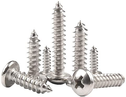 50 Pcs Self Tapping Screws, M5 x 16mm Multi Purpose Small Screw, Carbon Steel, Phillips Pan Head Bolts for Wood, Drywall and Furniture
