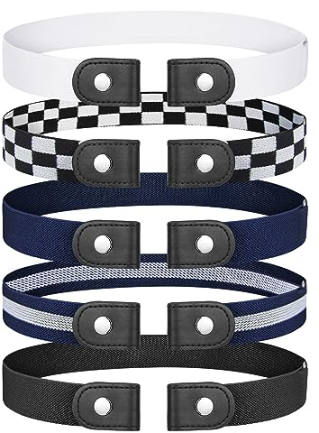 aurorayer 5 Stück Schnallenfreier Gürtel Damen Unsichtbarer Einstellbar Elastischer Gürtel für Damen und Herren